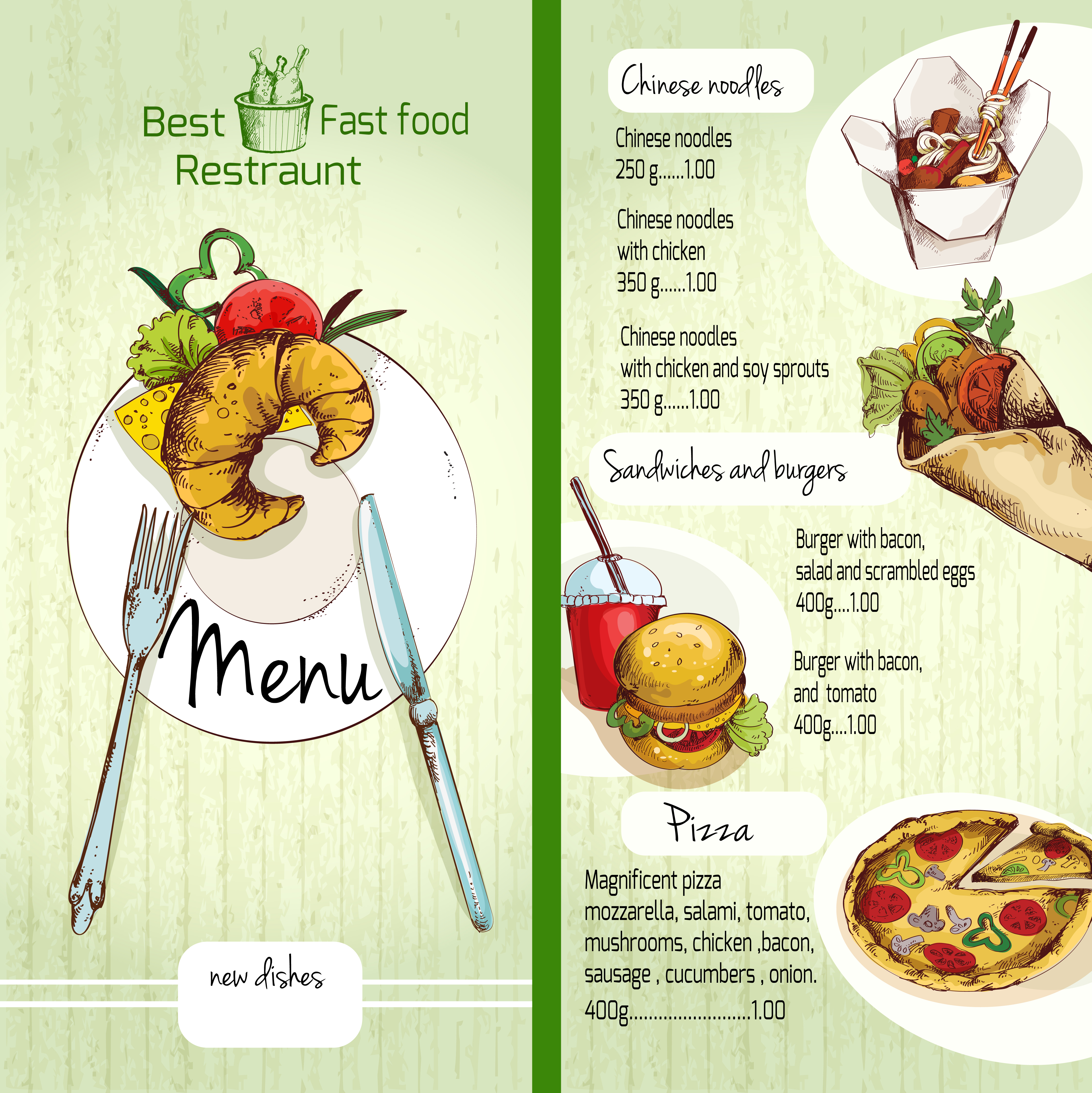 Fast food menu - Download Free Vectors, Clipart Graphics ...