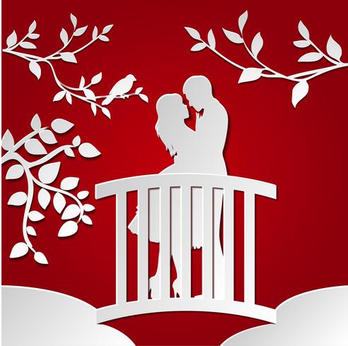 couple on bridge vector