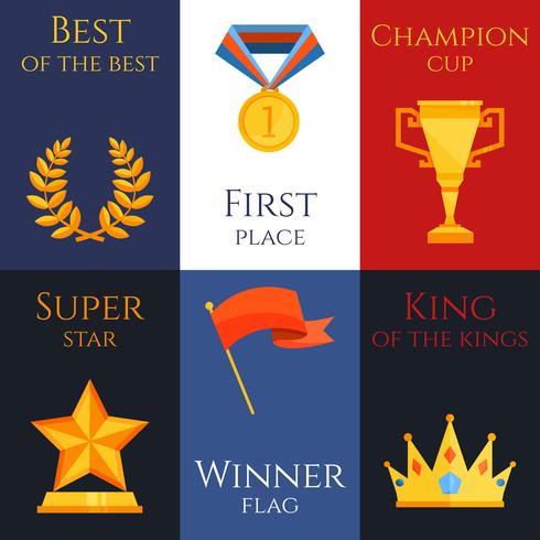 Award mini poster set vector