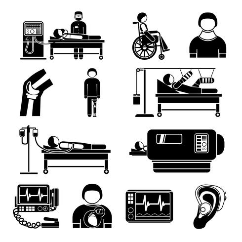 Iconos de equipos médicos de soporte de vida vector