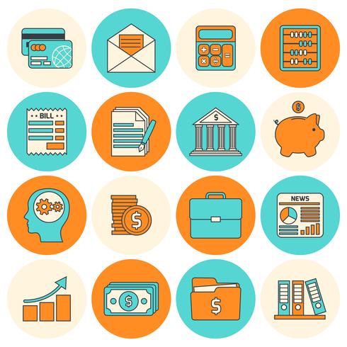 Accounting icons set flat line vector