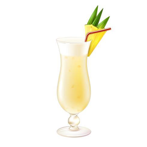 Cóctel de piña colada realista. vector