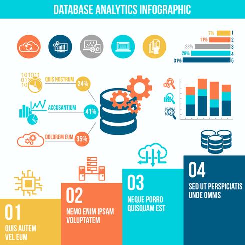 Database analytics infographics vector