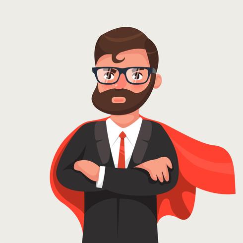 Businessman in glasses a red cloak.  vector