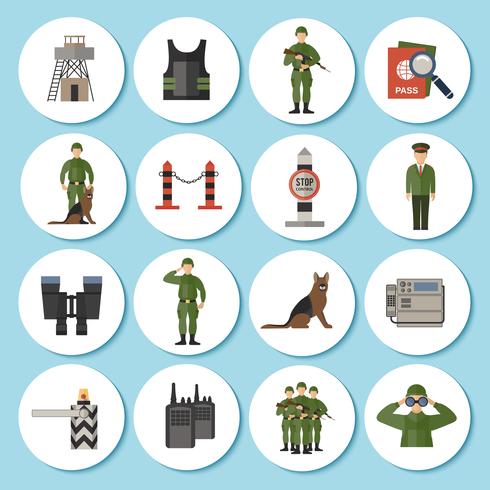 Icono de guardia de fronteras plana vector