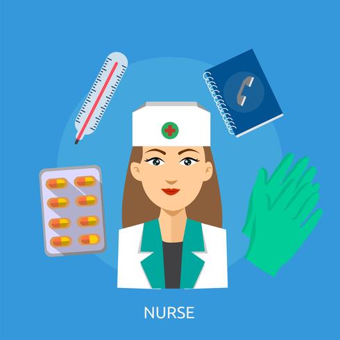 Enfermera Conceptual Ilustración Diseño vector