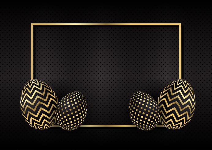 Gold and black Easter egg background  vector