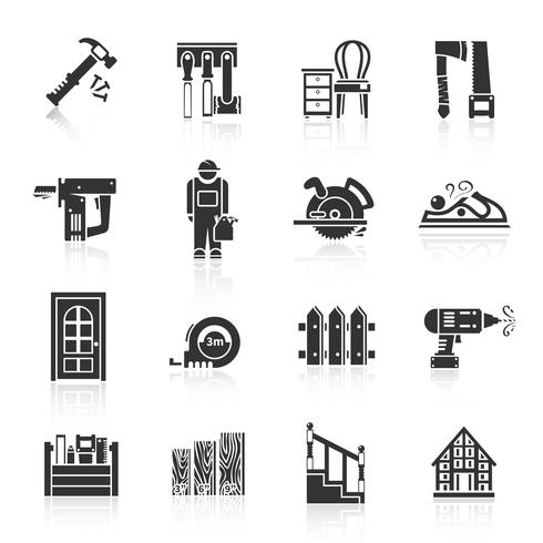 Carpentry Icons Black vector