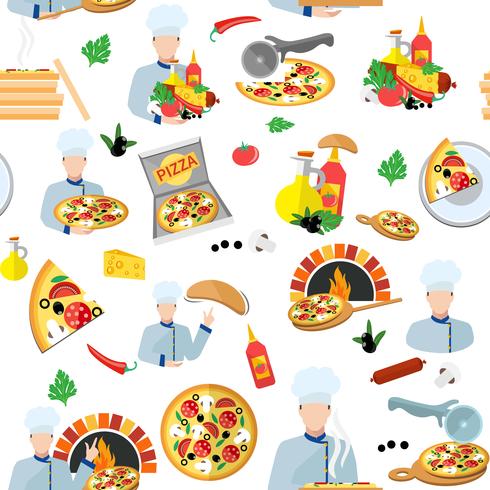 Pizza Maker Seamless Pattern vector