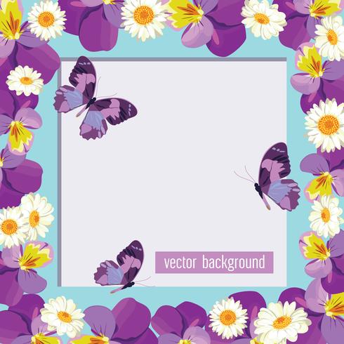 Floral card template with empty frame vector