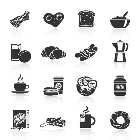 Breakfast icon black vector