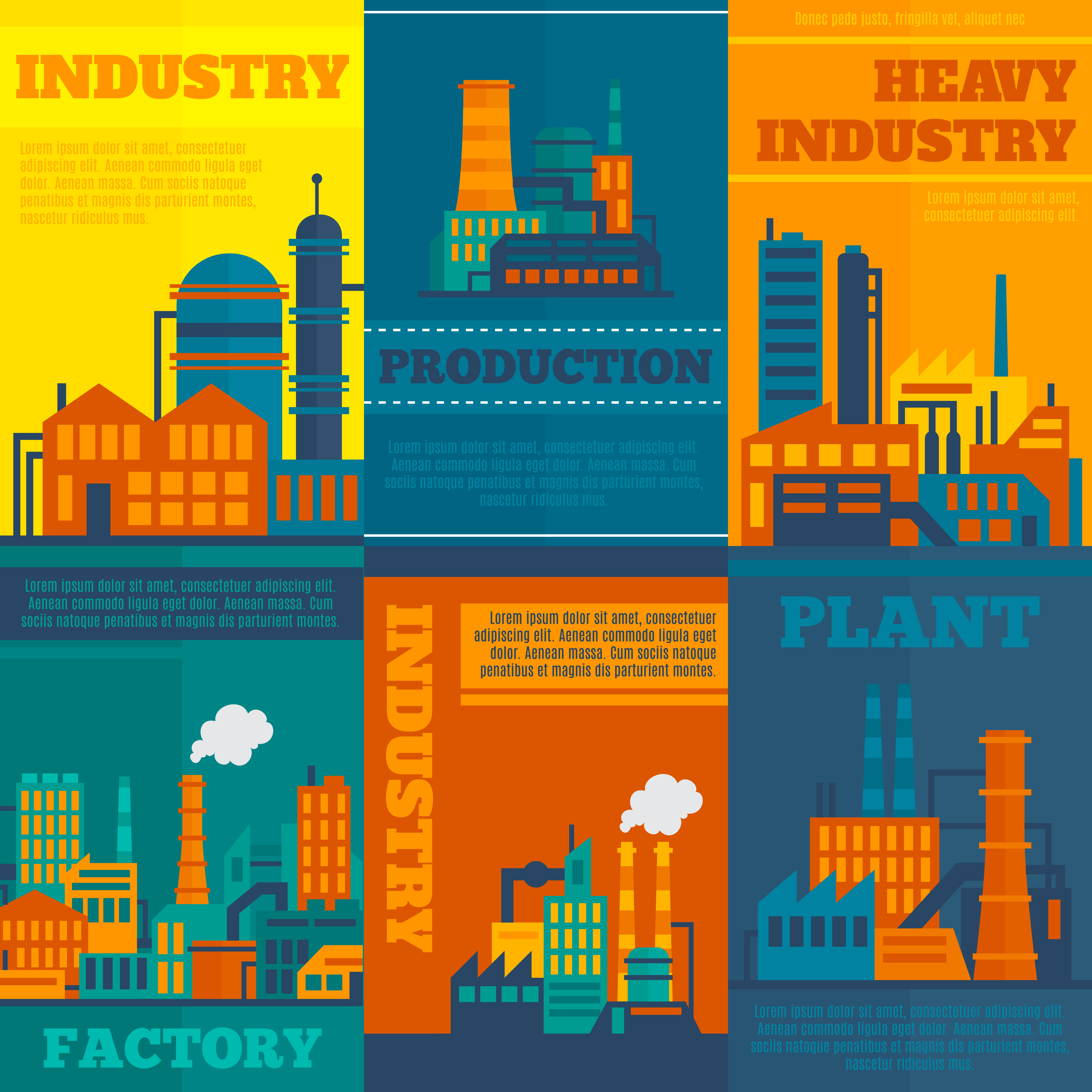 Industry poster set 444146 Vector Art at Vecteezy