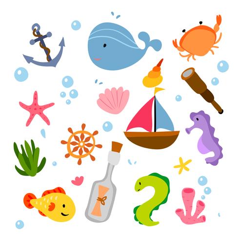 ocean animals collection design vector