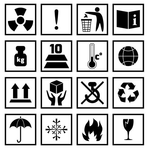 Packing Symbols Black vector