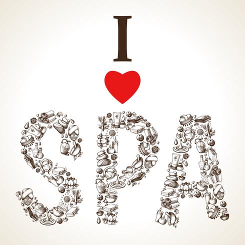 Spa Sketch Icons vector