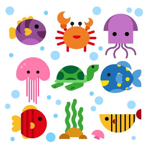 ocean animals collection design vector