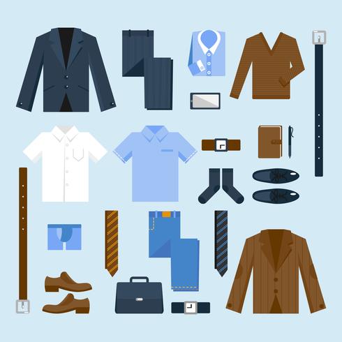 Businessman clothes icons set vector