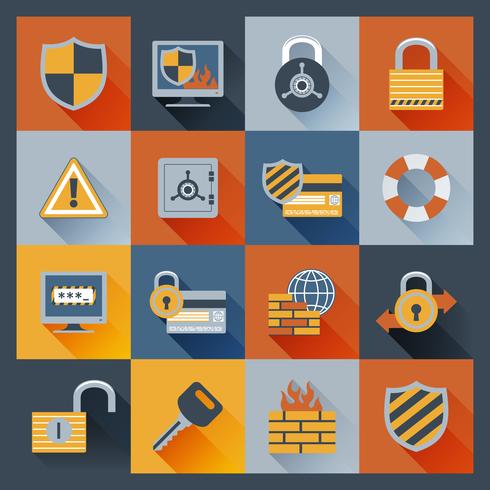 Security icons set flat vector