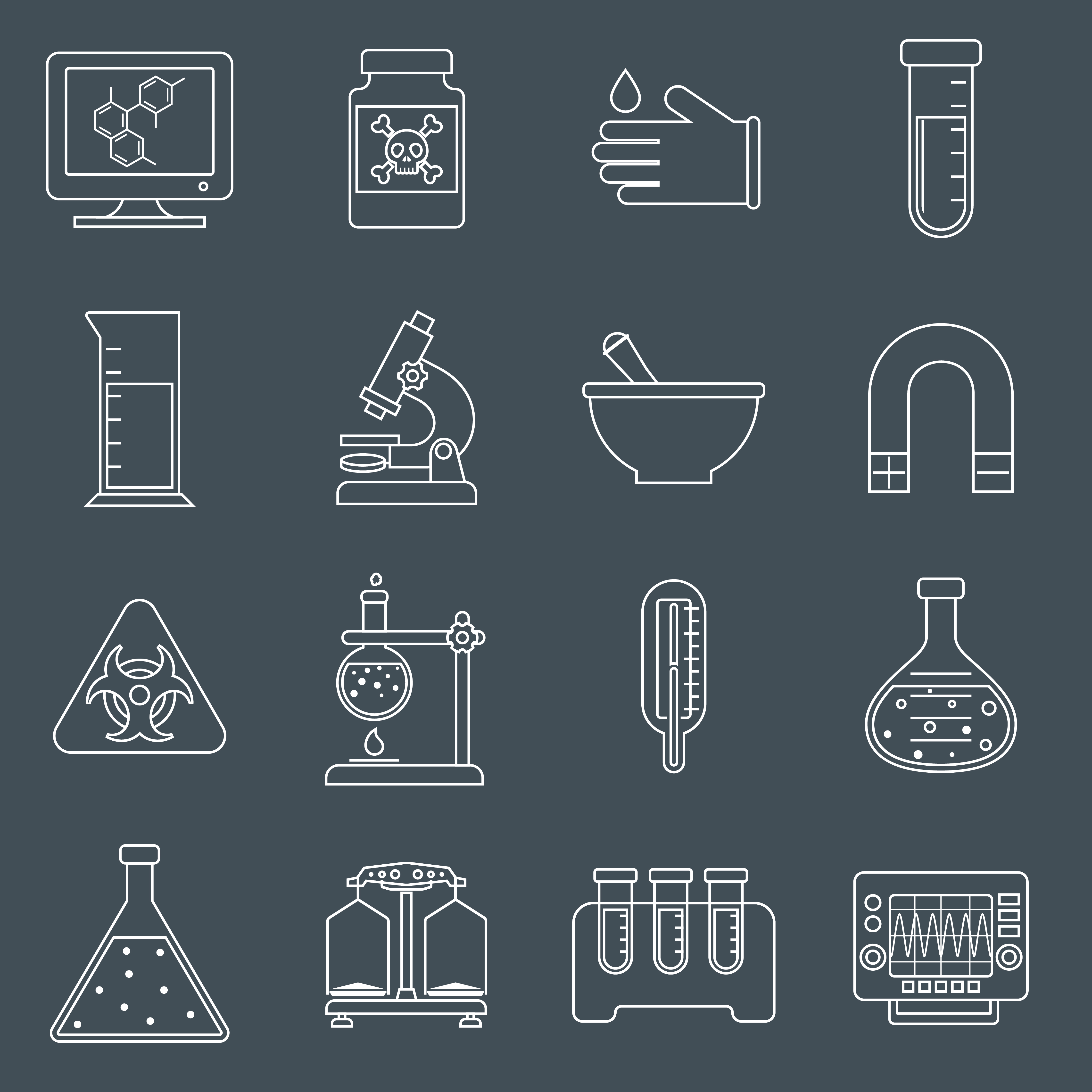 Laboratory equipment icons outline 444254 Vector Art at Vecteezy