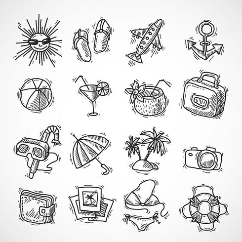 Conjunto de iconos de vacaciones de verano vector