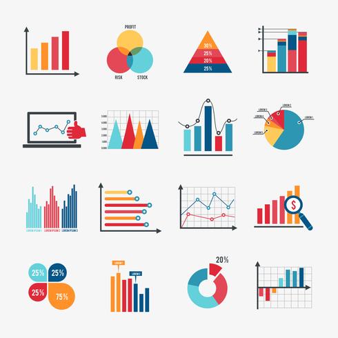 Business Chart Icons Set Flat vector