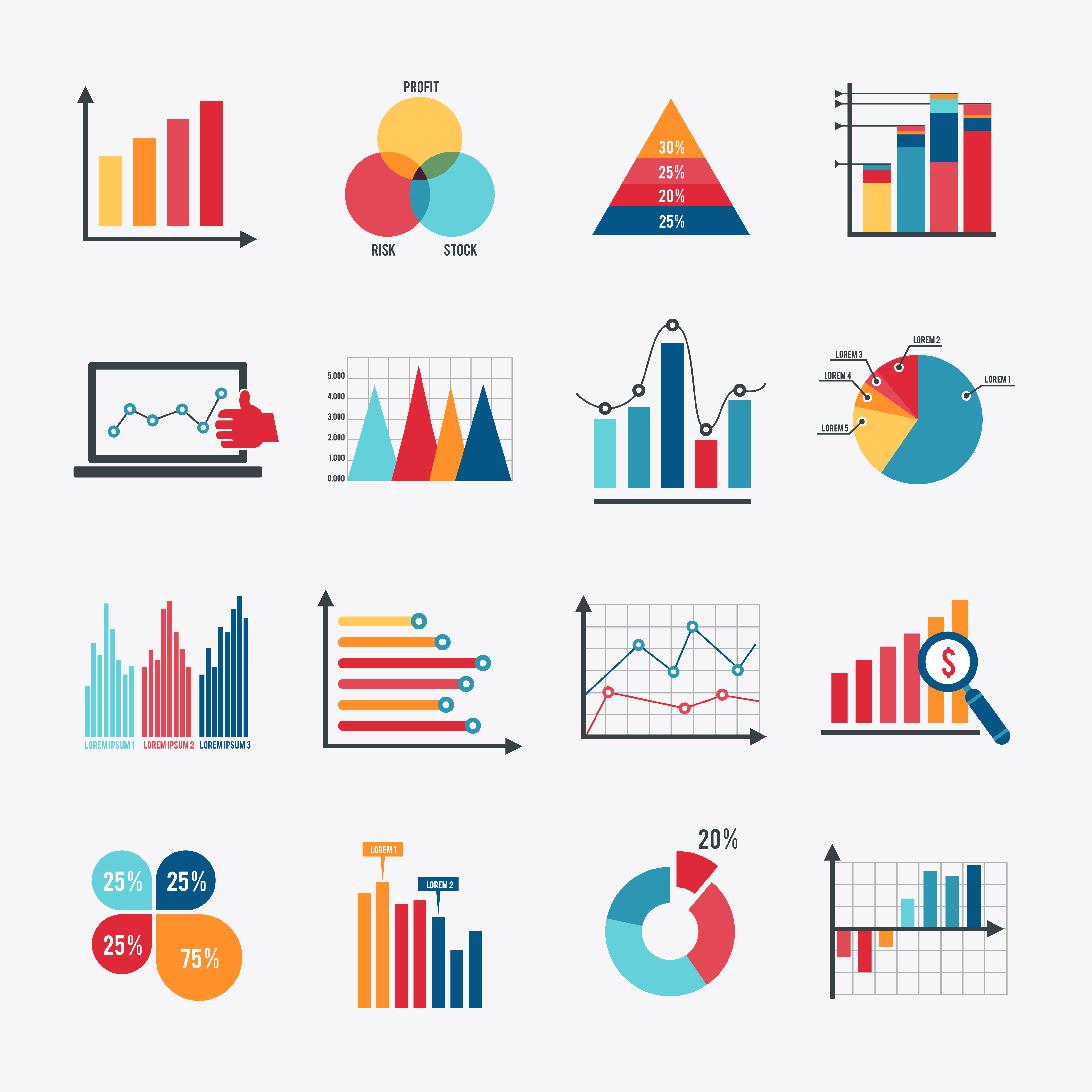 Business Chart Icons Set Flat 444303 Vector Art At Vecteezy