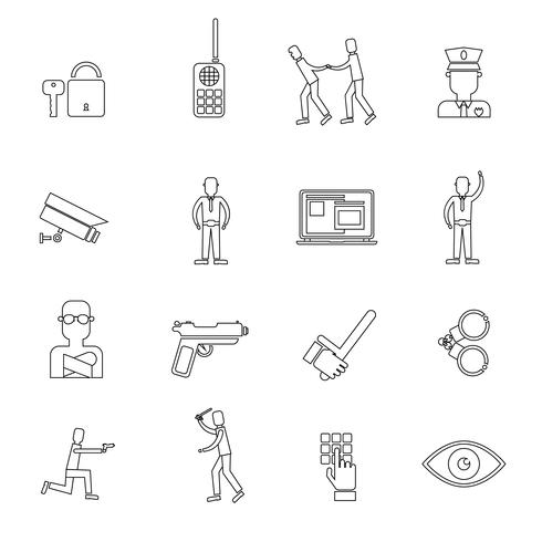 Security Guard Outline Icons vector