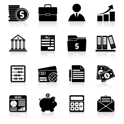 Conjunto de iconos de contabilidad negro vector