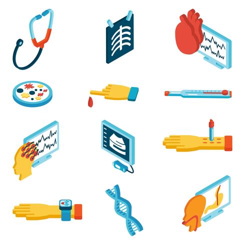 Medical isometric icons vector