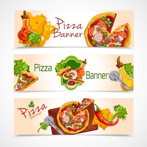 Conjunto de pancartas de pizza vector