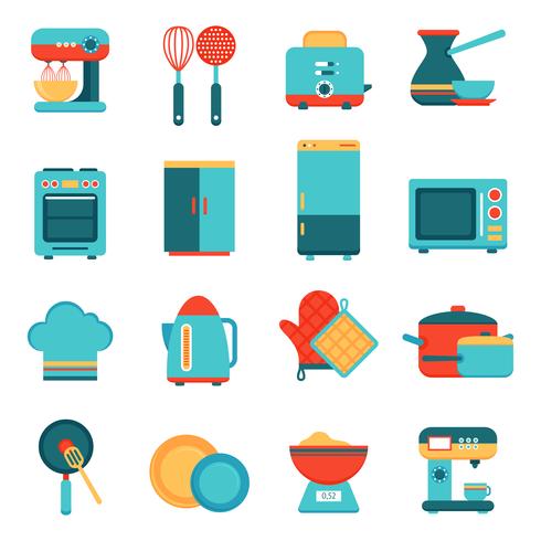 Kitchen appliances icons set vector