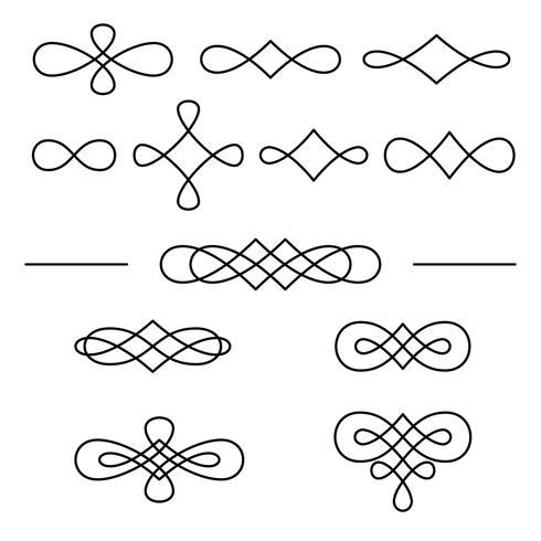 Vintage decorative swirls collection isolated on white background. vector