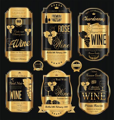 Luxury golden wine label vector