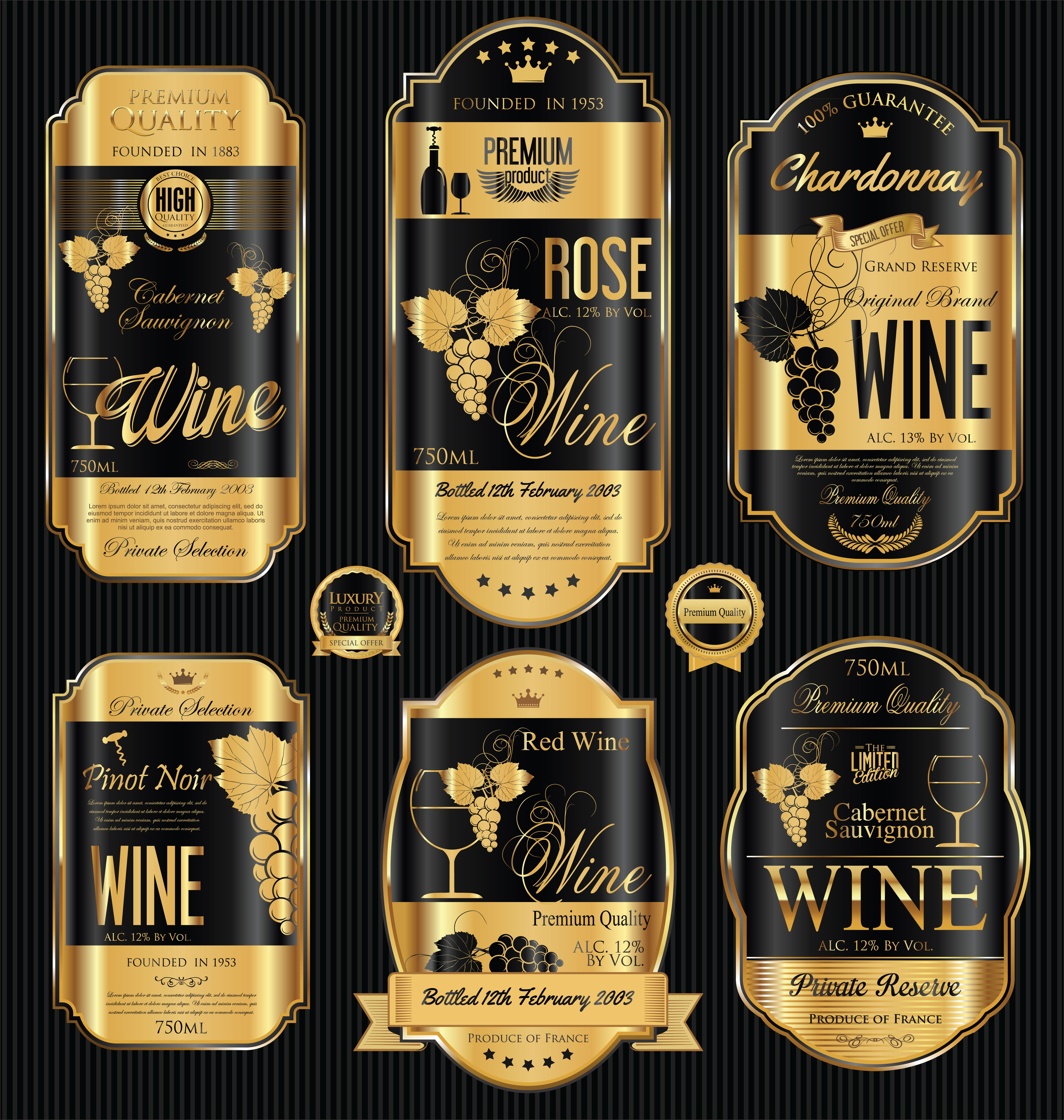 Luxury golden wine label 444389 Vector Art at Vecteezy