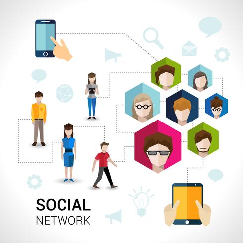 Social network concept vector