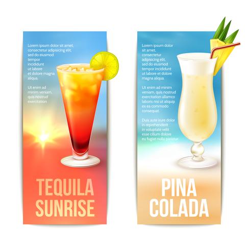 Cocktails banner set vector