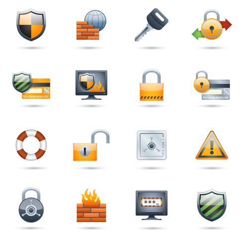 Security icons set vector