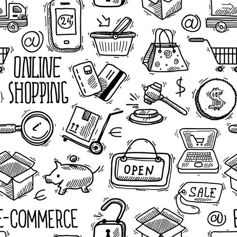 Online shopping pattern vector