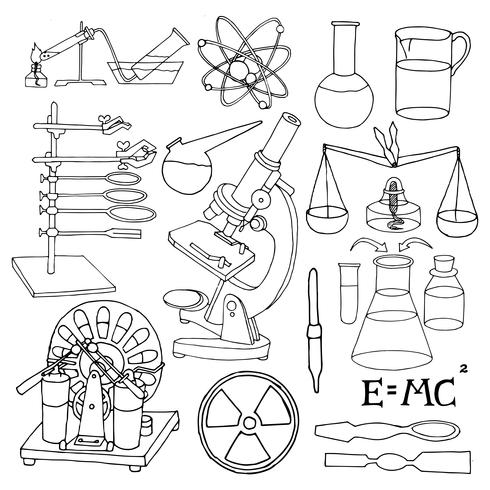 Iconos de bosquejo de ciencia vector