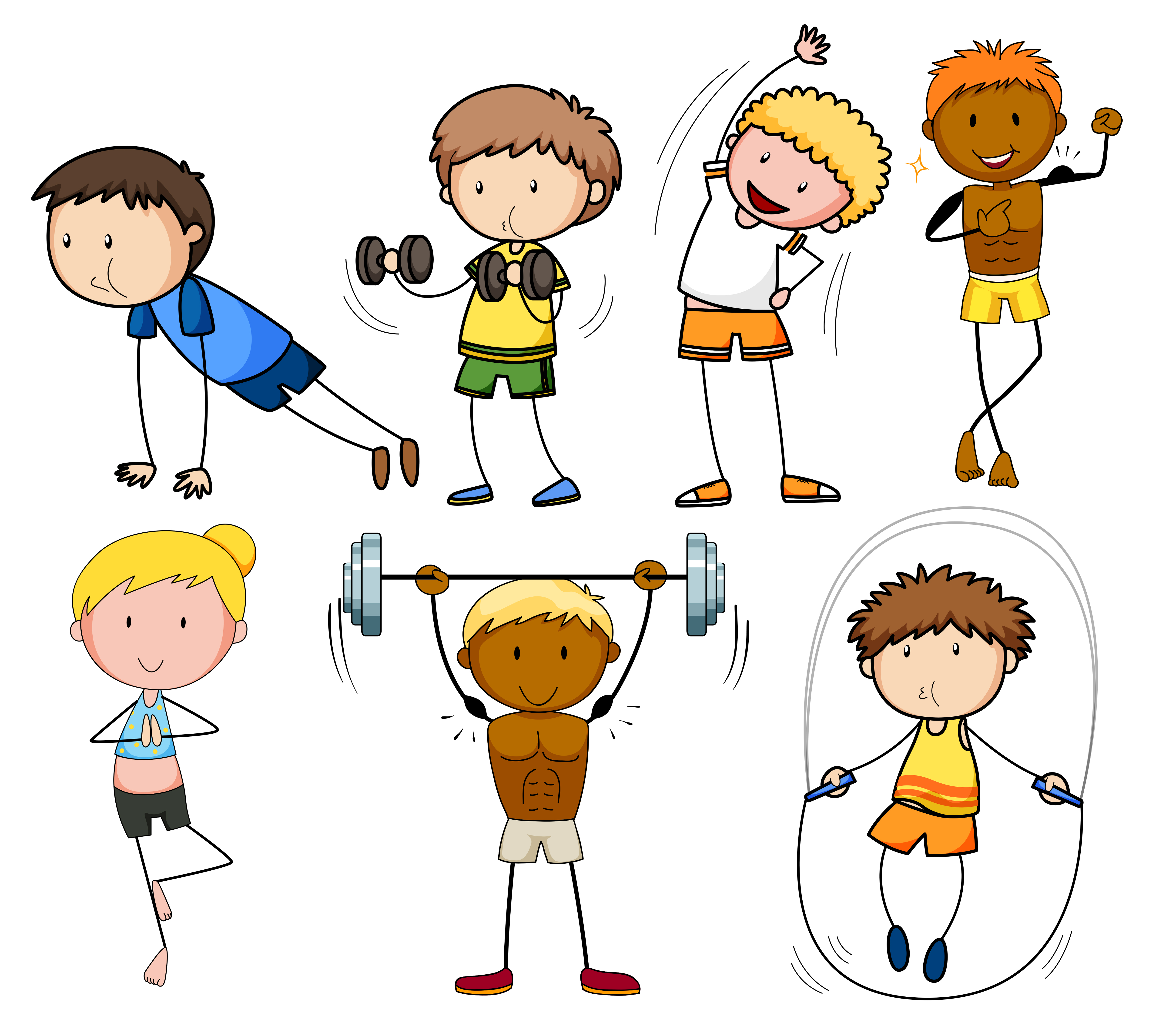 kids workout clipart