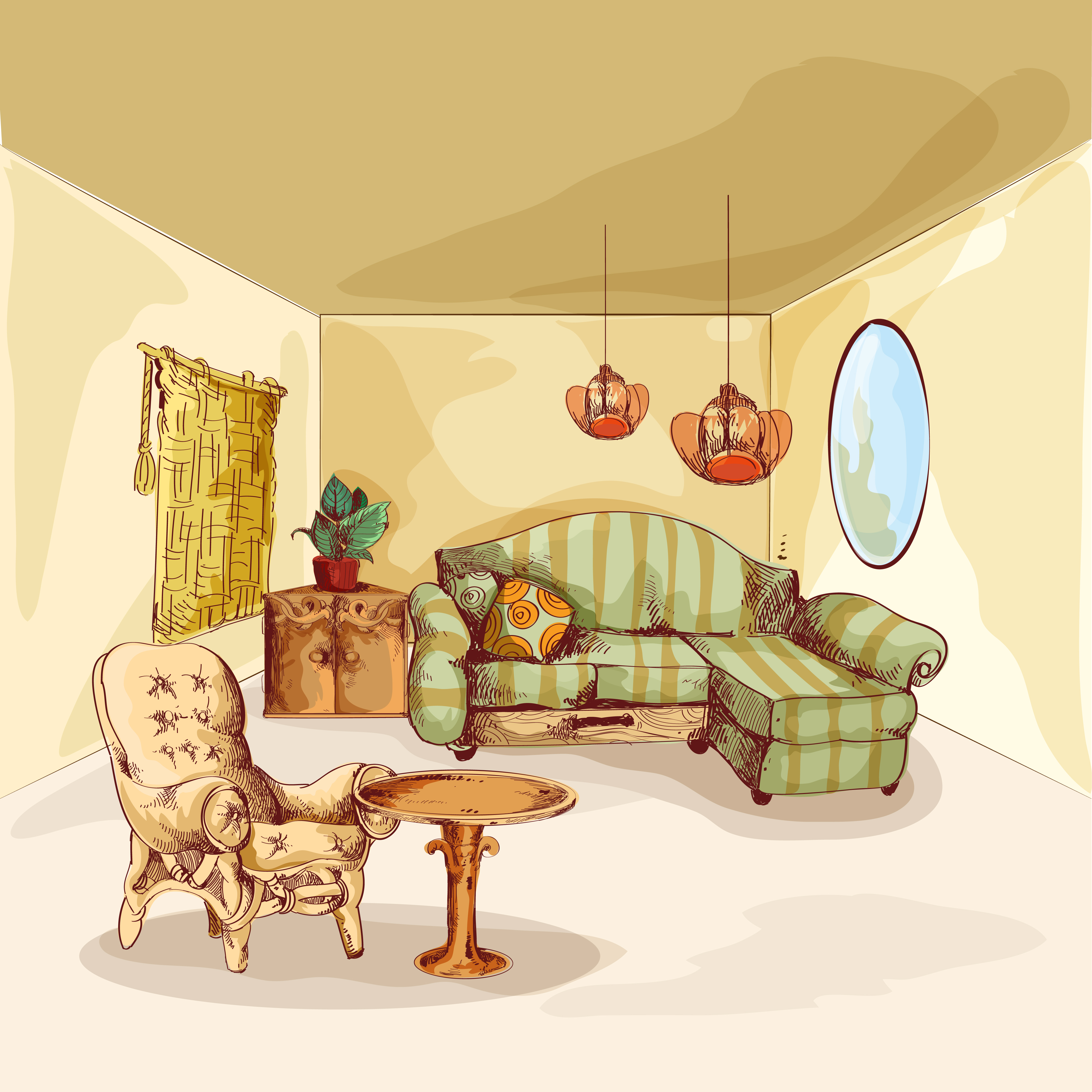  Living  Room  Interior Sketch 444433 Vector Art  at Vecteezy