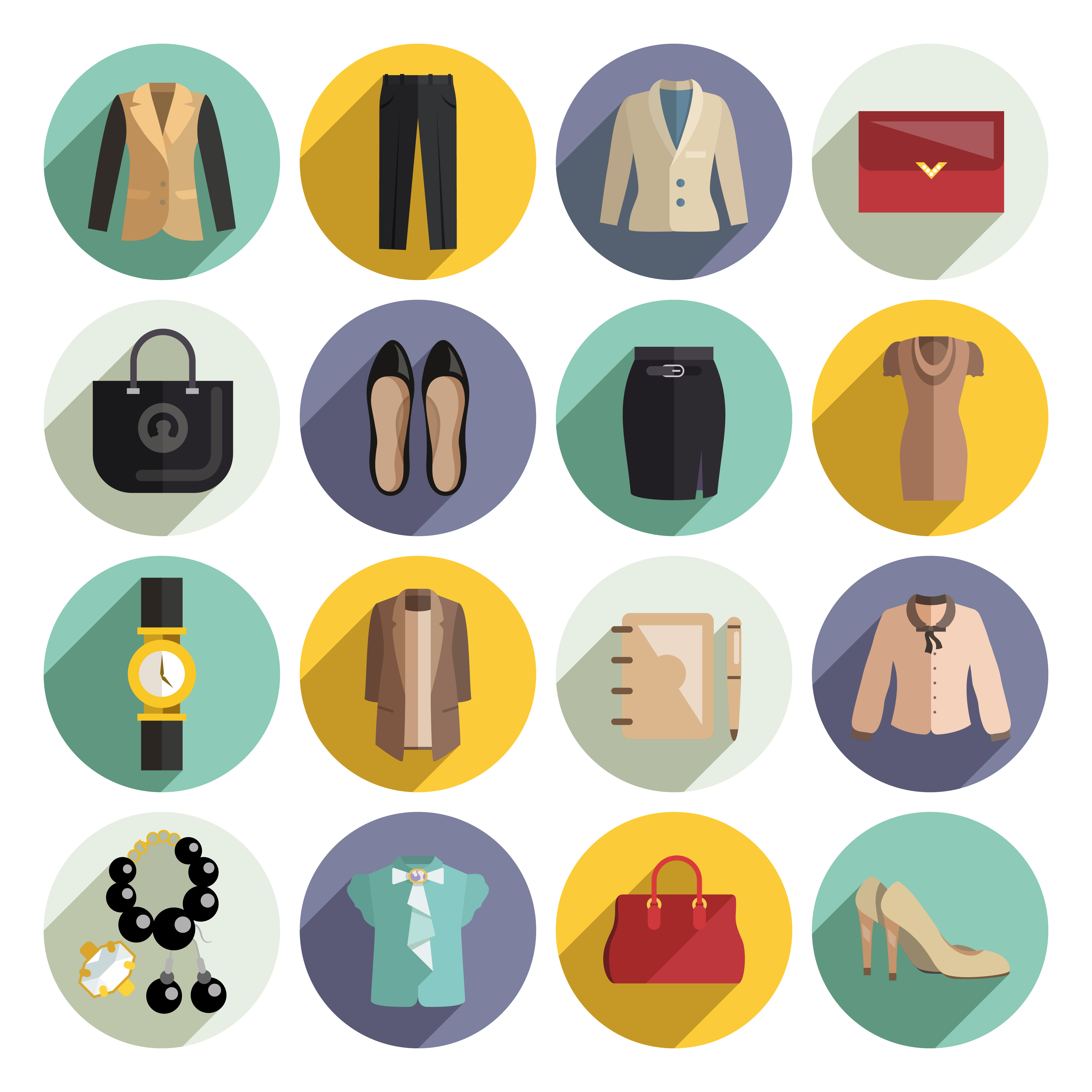 Business Woman Clothes Icons Set 444448 Vector Art at Vecteezy
