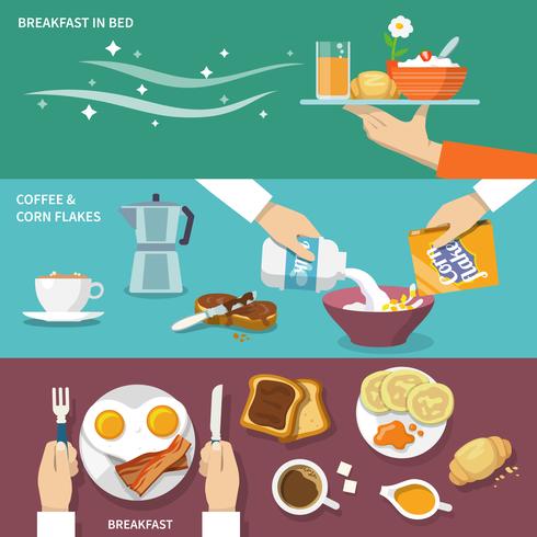 Conjunto de banner de desayuno vector