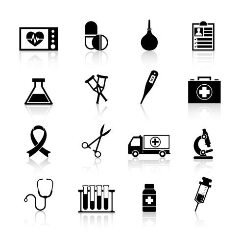 Icono de equipo médico negro vector