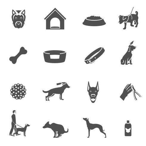 Dog icons black vector