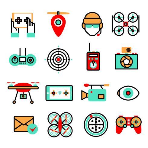 Conjunto de iconos de drones vector