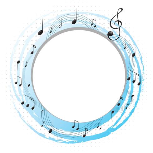 Round frame with music notes on scales vector