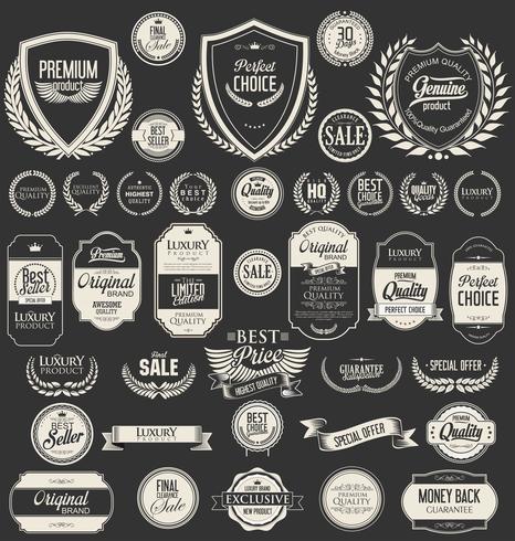 Colección de insignias y etiquetas retro vintage vector