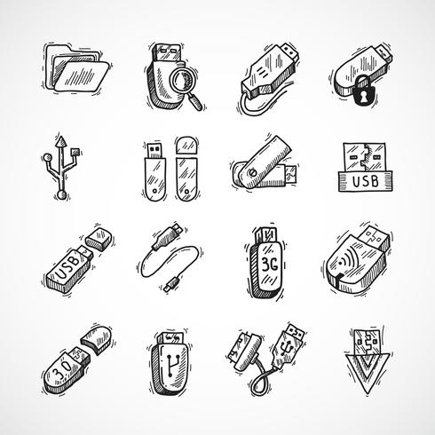 Usb icons set vector