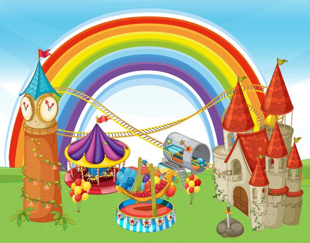 An Amusement Park and Rainbow vector